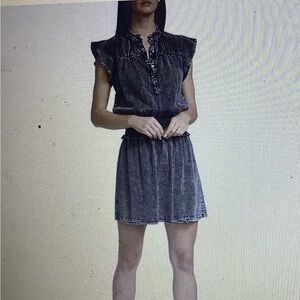 Women’s Rails Gray Acid-Washed Cotton Viscose Smocked Dress Size L